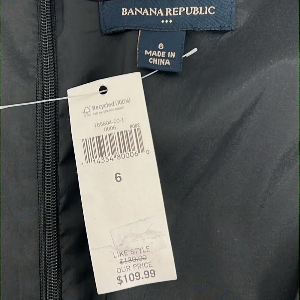 NWT Banana Republic Black Satin Cocktail Dress Size 6 - Picture 8 of 13
